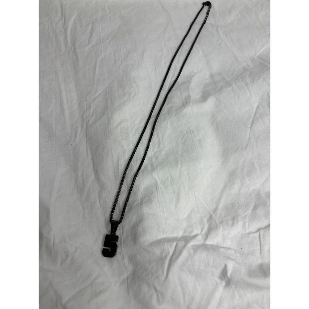 Black Number 5 Pendant Necklace Chain Mens Womens Fashion Jewelry
